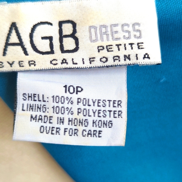 AGB Petite Maxi Sheath Dress Size 10P Teal Green and Blues Decorative design hem - Picture 7 of 9